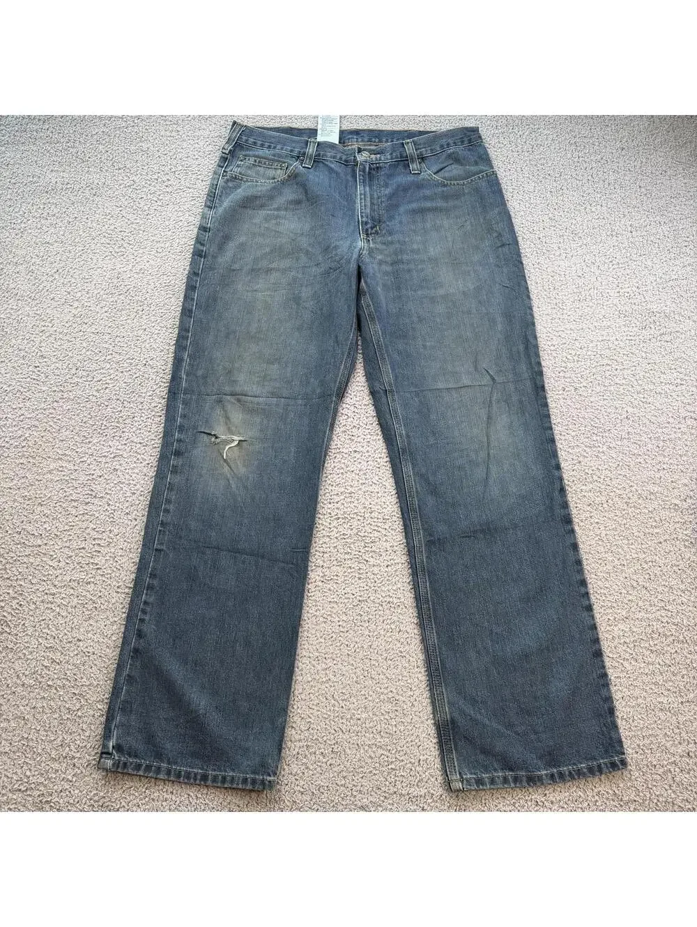 Carhartt Relaxed Fit Jeans Mens 36x32 Blue Denim Workwear Carpenter Style Faded